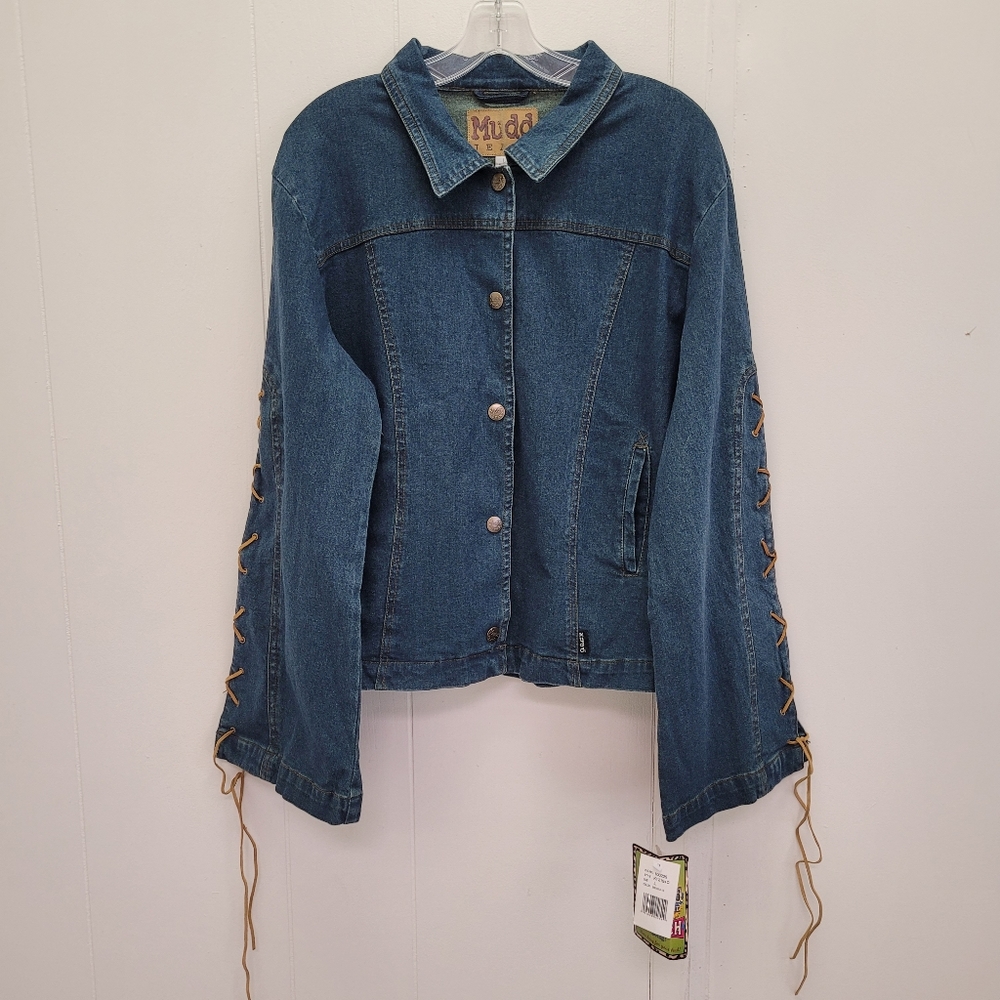 Mudd Jeans Vintage Lace Up Flare Sleeve Denim Jacket